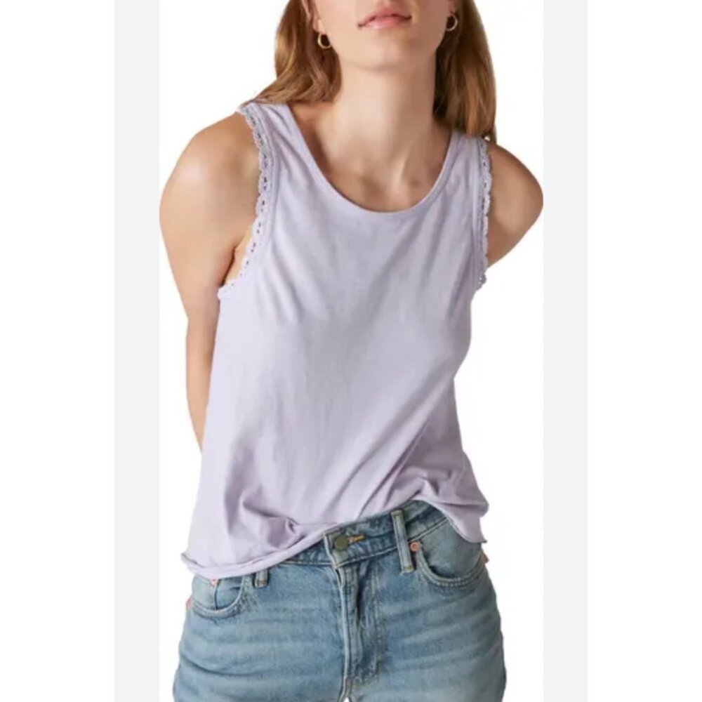 Lucky Brand Lilac Lace Trim Swing Tank Top